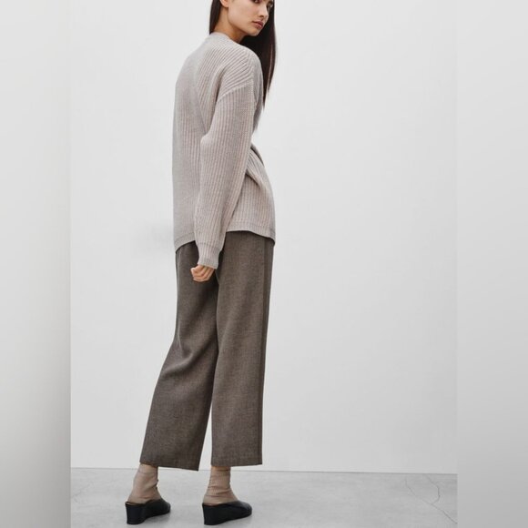 Aritzia Wilfred Joudin Wool Viscose Wide Leg Cropped Trouses Pants Size M - Picture 3 of 5